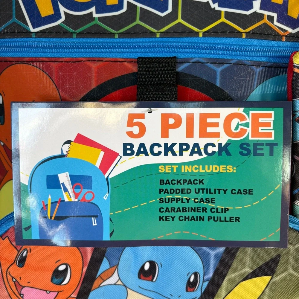 Pokemon Backpack Set with Pikachu and Friends 5+ Piece Set NWT